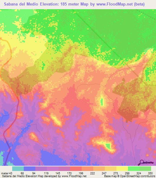 Sabana del Medio,Dominican Republic Elevation Map