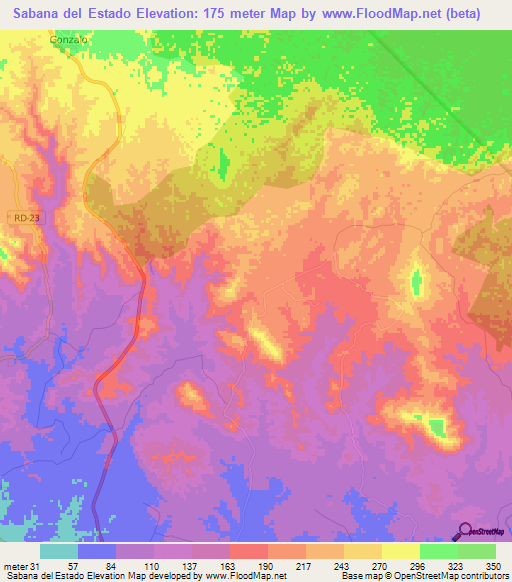 Sabana del Estado,Dominican Republic Elevation Map