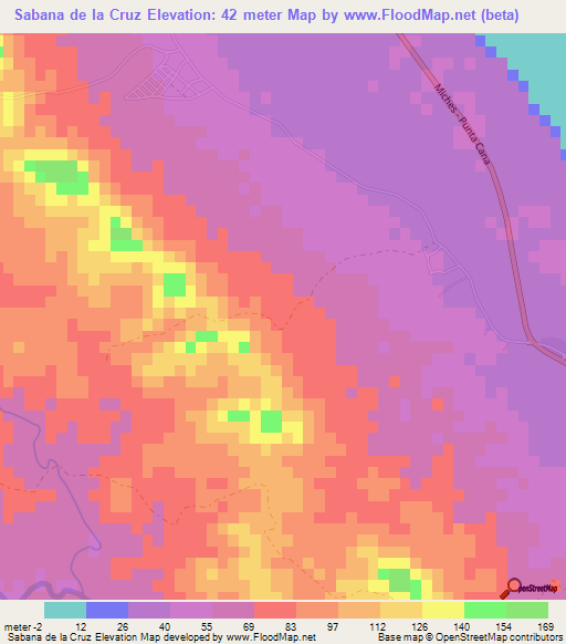 Sabana de la Cruz,Dominican Republic Elevation Map