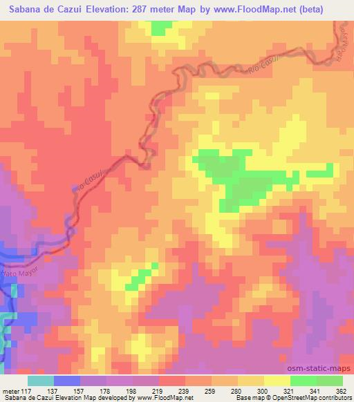 Sabana de Cazui,Dominican Republic Elevation Map