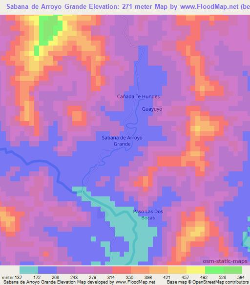 Sabana de Arroyo Grande,Dominican Republic Elevation Map