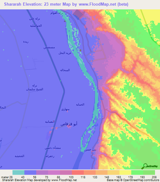 Shararah,Egypt Elevation Map