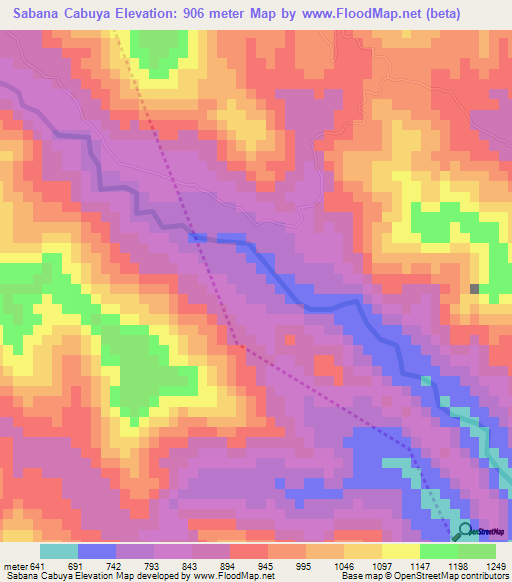 Sabana Cabuya,Dominican Republic Elevation Map