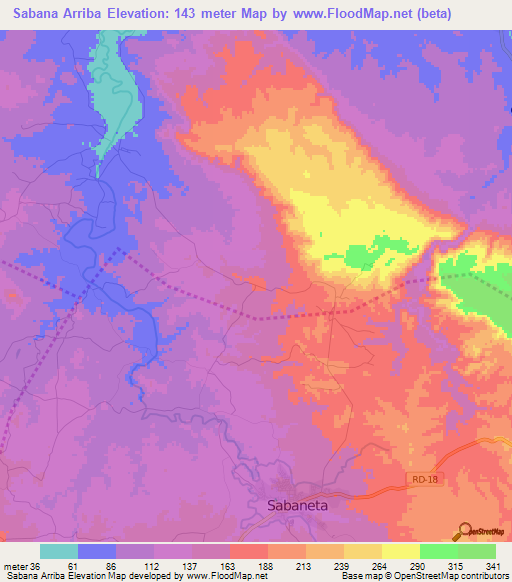 Sabana Arriba,Dominican Republic Elevation Map