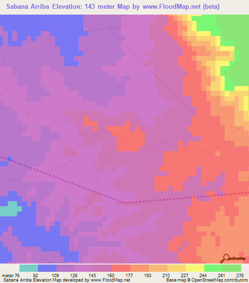 Sabana Arriba,Dominican Republic Elevation Map