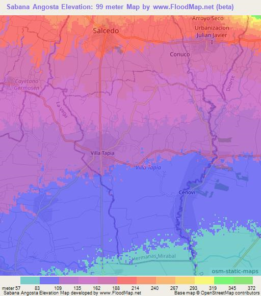 Sabana Angosta,Dominican Republic Elevation Map