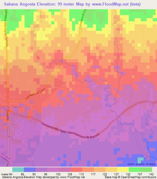 Sabana Angosta,Dominican Republic Elevation Map