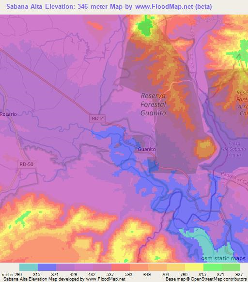 Sabana Alta,Dominican Republic Elevation Map