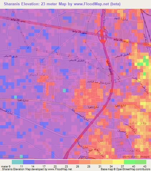 Sharanis,Egypt Elevation Map