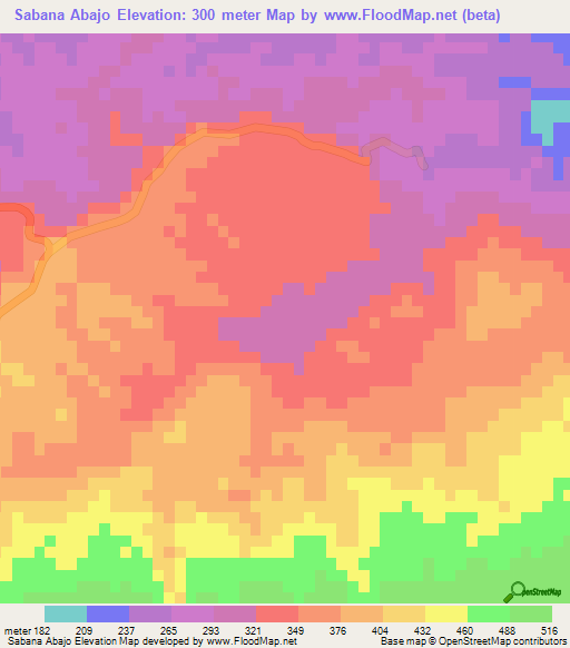 Sabana Abajo,Dominican Republic Elevation Map