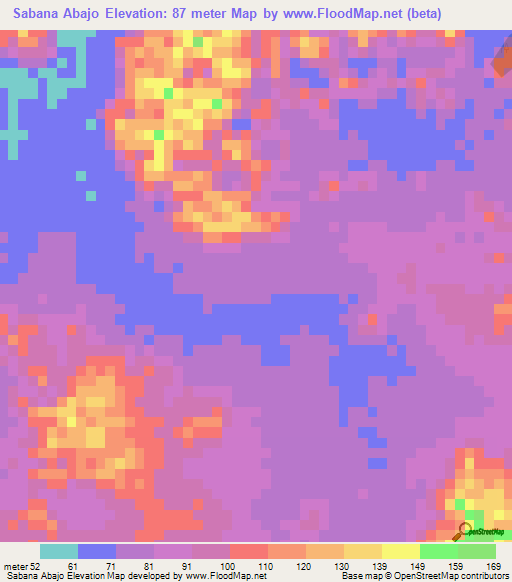 Sabana Abajo,Dominican Republic Elevation Map