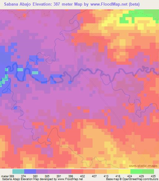 Sabana Abajo,Dominican Republic Elevation Map