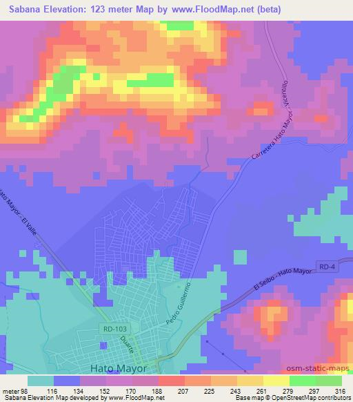 Sabana,Dominican Republic Elevation Map