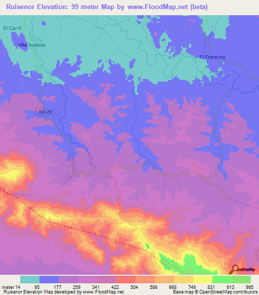 Ruisenor,Dominican Republic Elevation Map