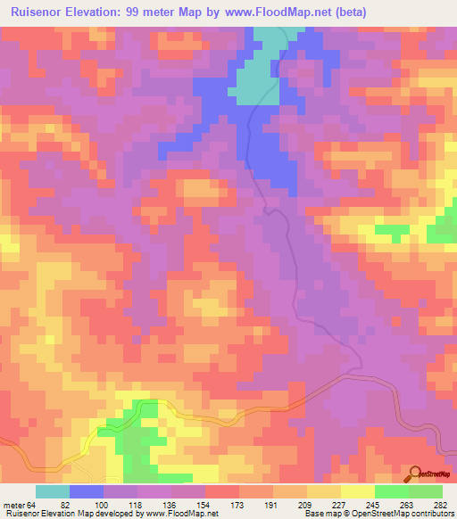 Ruisenor,Dominican Republic Elevation Map