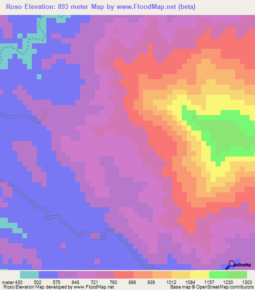 Roso,Dominican Republic Elevation Map