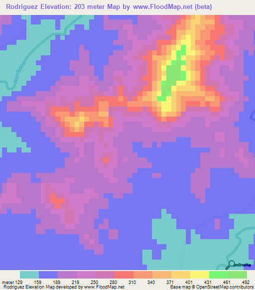 Rodriguez,Dominican Republic Elevation Map