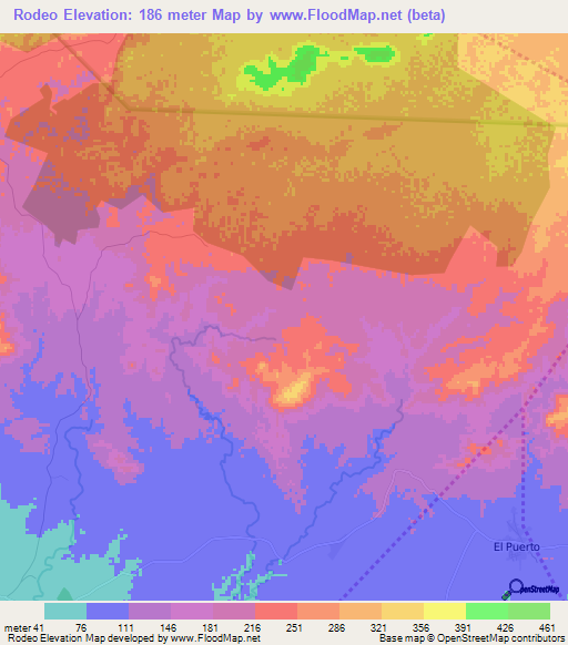 Rodeo,Dominican Republic Elevation Map