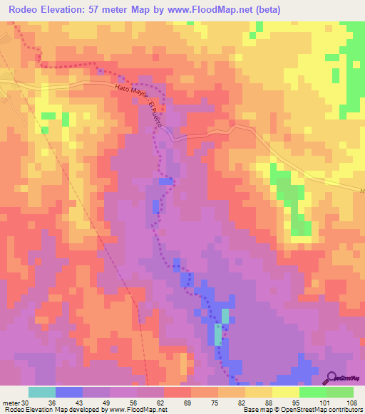 Rodeo,Dominican Republic Elevation Map