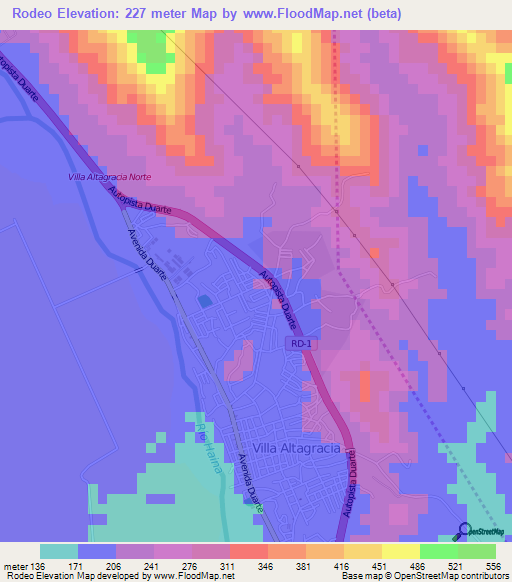 Rodeo,Dominican Republic Elevation Map