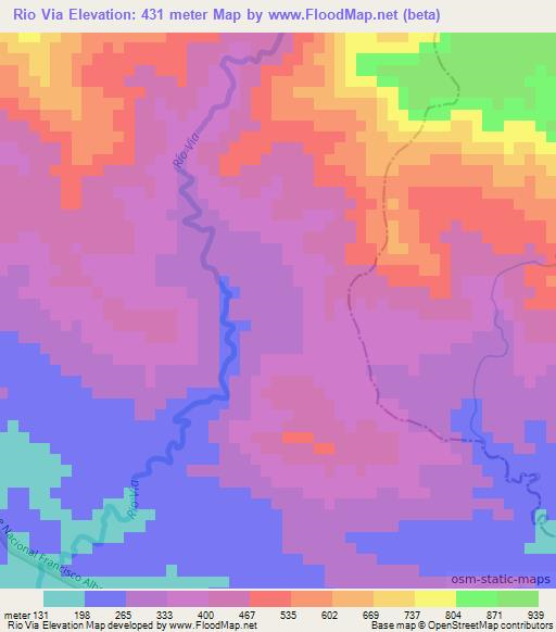 Rio Via,Dominican Republic Elevation Map