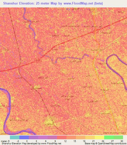 Shanshur,Egypt Elevation Map