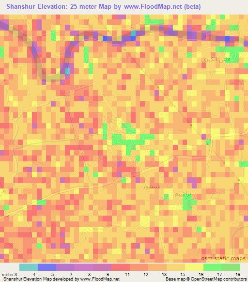 Shanshur,Egypt Elevation Map