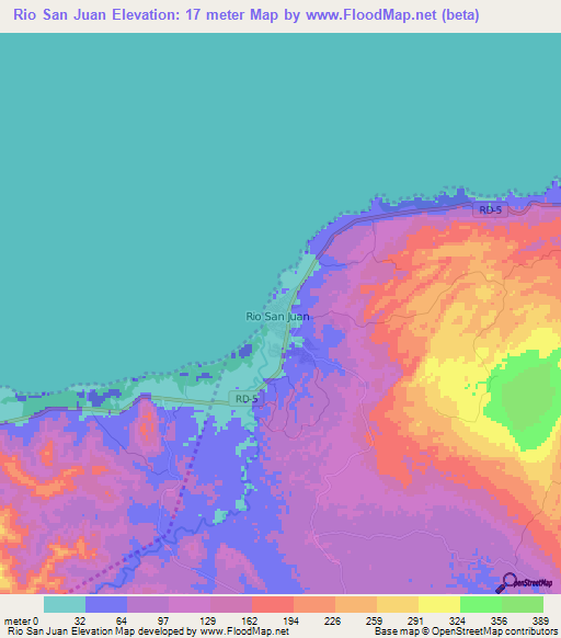 Rio San Juan,Dominican Republic Elevation Map