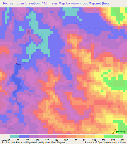 Rio San Juan,Dominican Republic Elevation Map