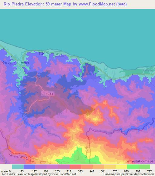 Rio Piedra,Dominican Republic Elevation Map