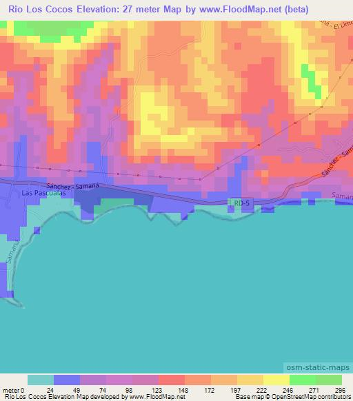 Rio Los Cocos,Dominican Republic Elevation Map