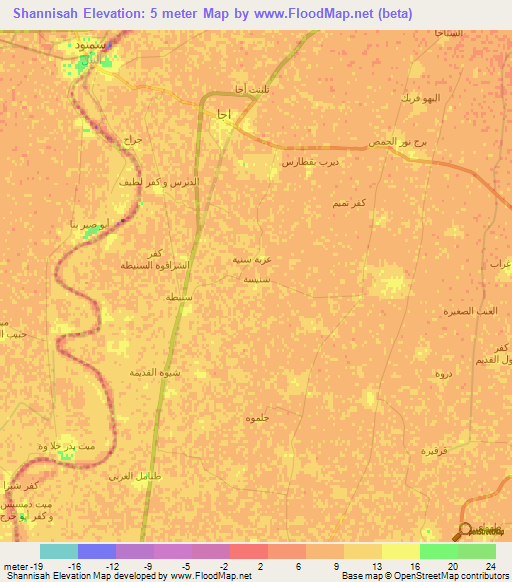 Shannisah,Egypt Elevation Map