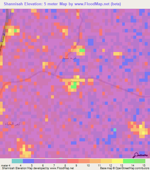 Shannisah,Egypt Elevation Map