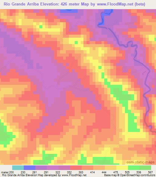 Rio Grande Arriba,Dominican Republic Elevation Map