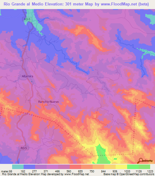 Rio Grande al Medio,Dominican Republic Elevation Map