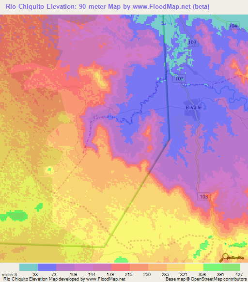 Rio Chiquito,Dominican Republic Elevation Map