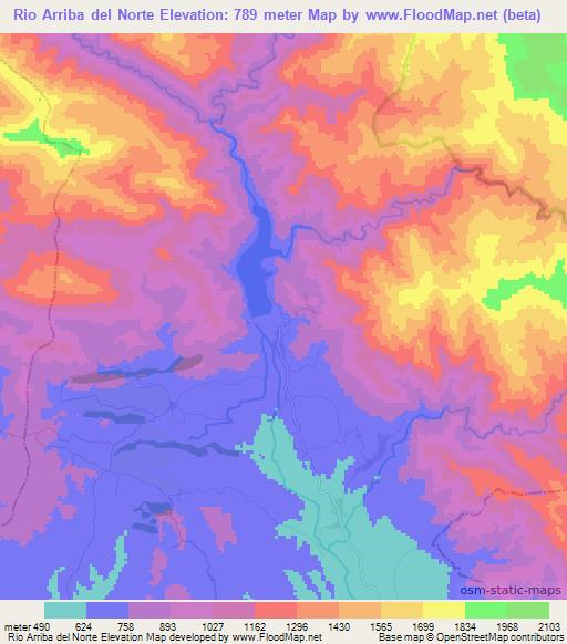 Rio Arriba del Norte,Dominican Republic Elevation Map