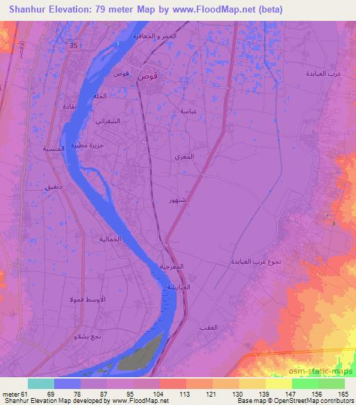 Shanhur,Egypt Elevation Map