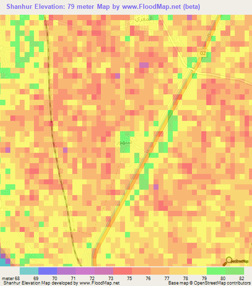 Shanhur,Egypt Elevation Map