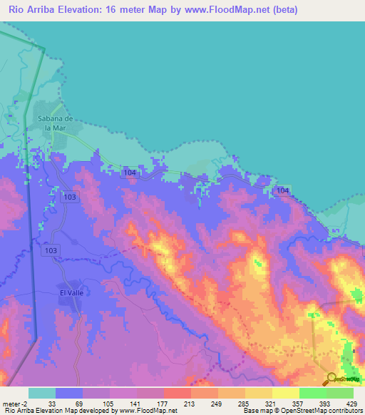 Rio Arriba,Dominican Republic Elevation Map