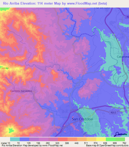 Rio Arriba,Dominican Republic Elevation Map