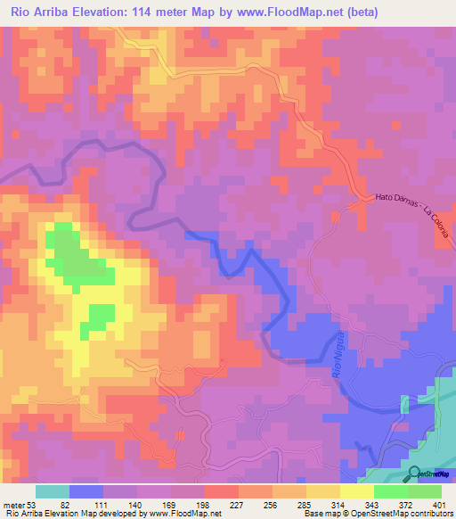 Rio Arriba,Dominican Republic Elevation Map