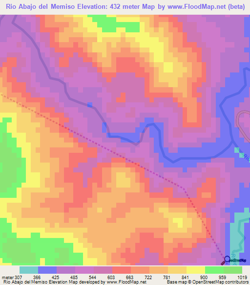 Rio Abajo del Memiso,Dominican Republic Elevation Map