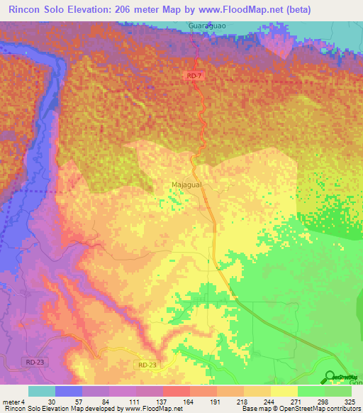 Rincon Solo,Dominican Republic Elevation Map