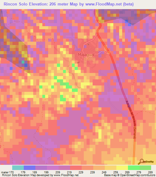 Rincon Solo,Dominican Republic Elevation Map