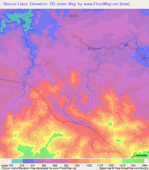 Rincon Llano,Dominican Republic Elevation Map