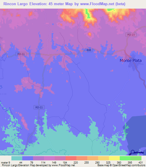 Rincon Largo,Dominican Republic Elevation Map