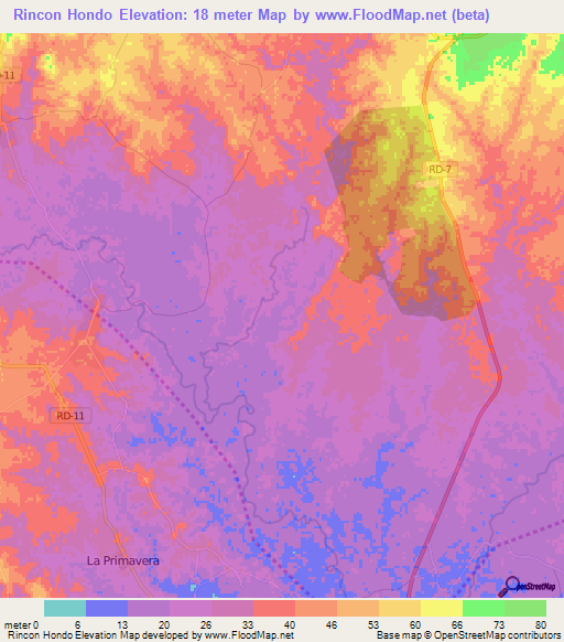 Rincon Hondo,Dominican Republic Elevation Map