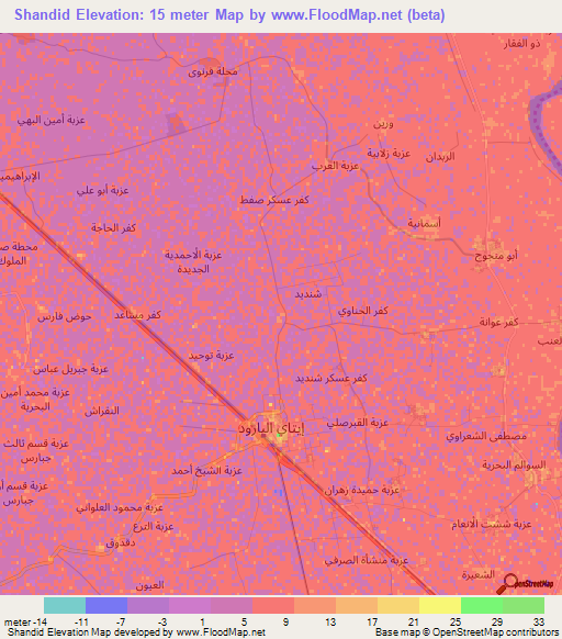 Shandid,Egypt Elevation Map