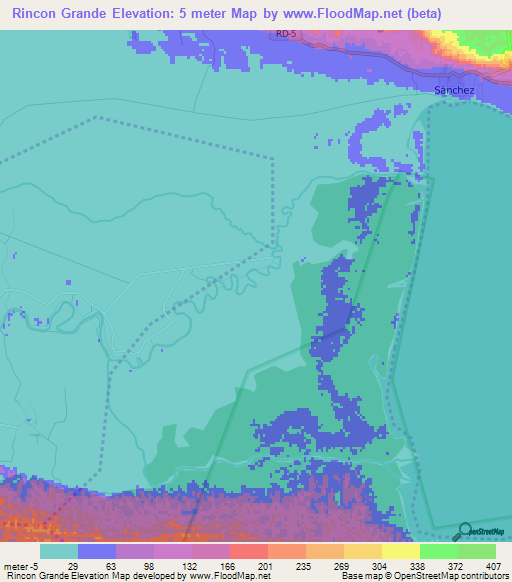 Rincon Grande,Dominican Republic Elevation Map